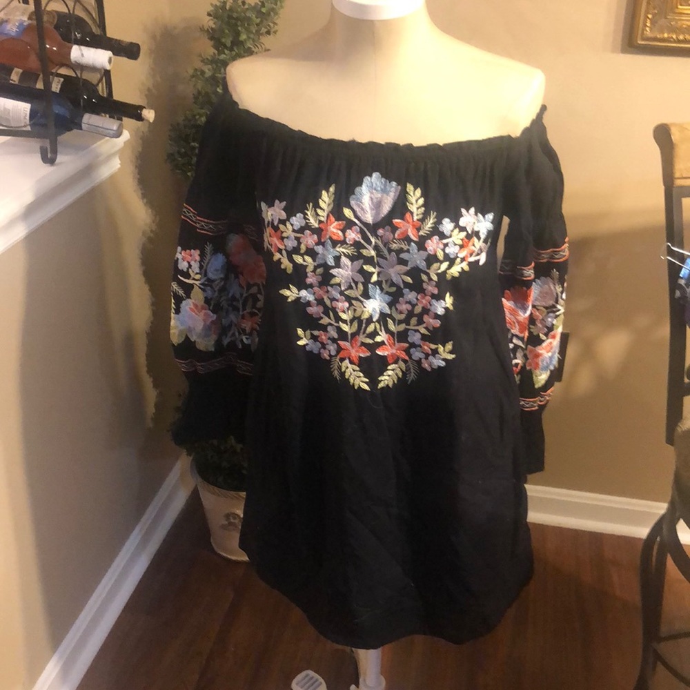 Free People Embroidered Off-Shoulder Dress